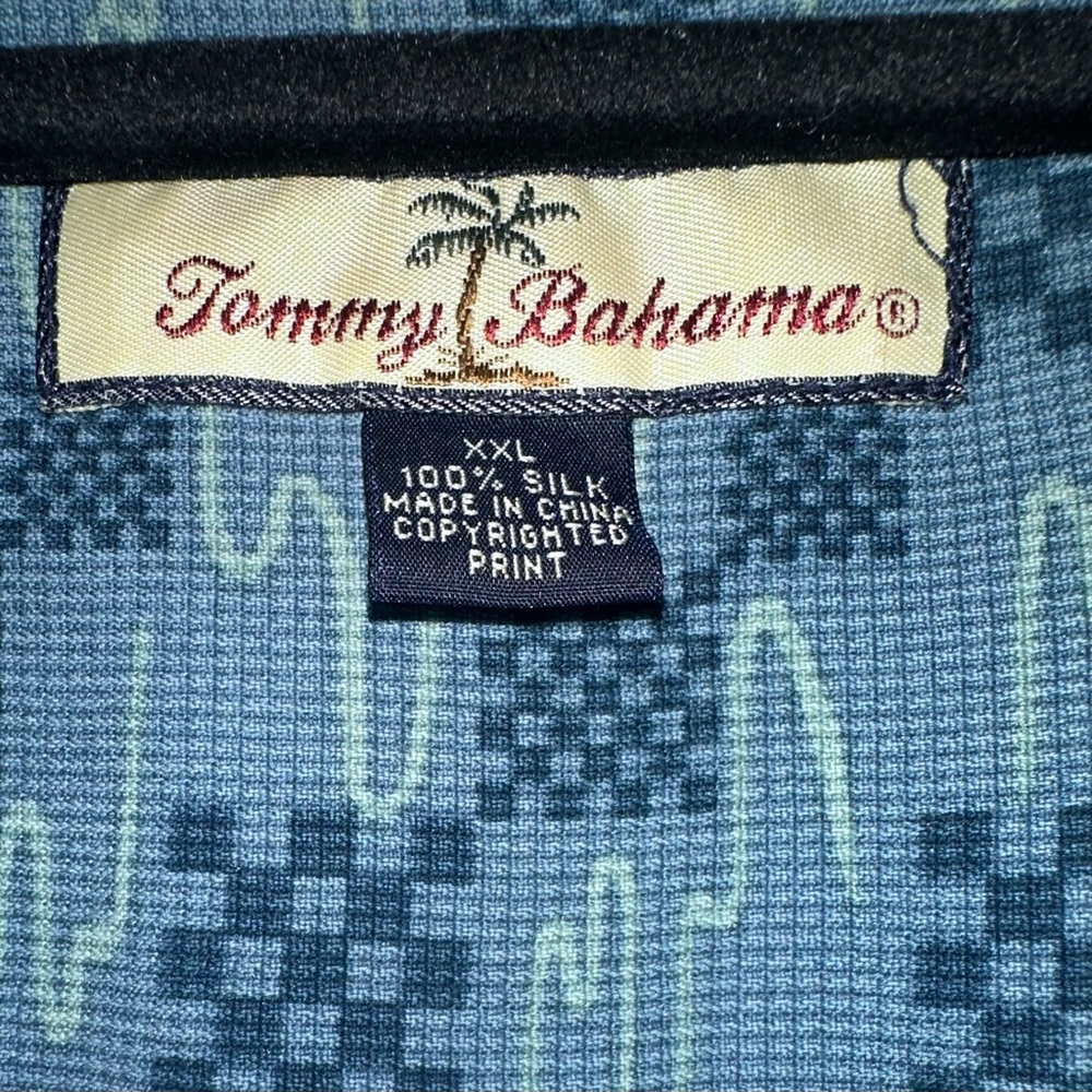 Tommy Bahama Tropical Blue and Green Hawaiian Silk Shirt - Picture 3 of 3